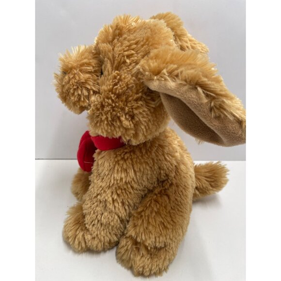 Chrisha Playful Plush Tan Stuffed Dog With Red Heart "I Love You" pre owned - Picture 7 of 10